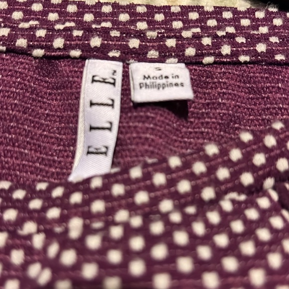 Elle Women’s S Ruffle Sweatshirt Plum Polka Dot Pullover Top Casual EUC - Picture 8 of 9